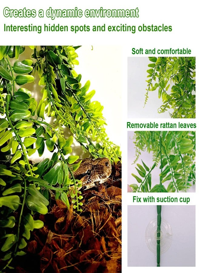 كاثسون غصن زاوية للزواحف من كاثسون، خشب متسلق ونباتات صناعية معلقة، غصن واحد للزواحف ونبتتان بلاستيكيتان لحوض الزواحف، ديكور لحوض التنانين الملتحية، مناسب للبرمائيات والسحالي والوزغات والثعابين والضفادع وسرطان البحر الناسك - Image 4