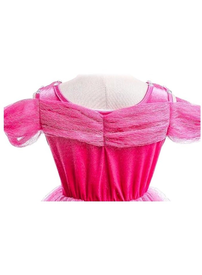 UKR Kids Princess Aurora Dress – Pink Birthday Costume with Butterflies, Dress-Up & Role Play Outfit for Girls (Ages 3-5, 110 cm)