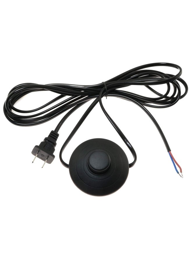 Generic E-outstanding Black Foot Pedal Push Switch Round Button Inline Lamp Light On-off Control Footswitch with 1.8m Cable and Wire Plug  - Image 1