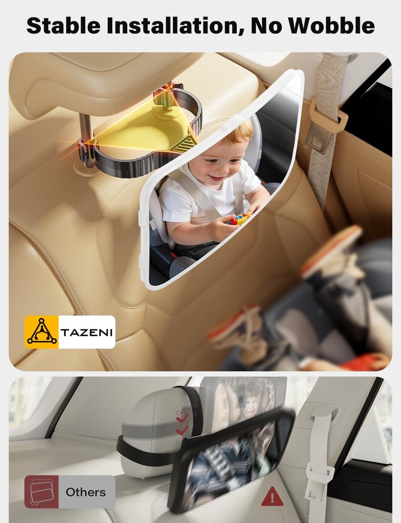 TAZENI Baby Car Mirror - LED Light Baby Car Seat Mirror for Rear Facing with 175° Wide Clear View Anti-Glare, 360° Rotation, Shatterproof, Crash Tested, Safety & Easy Install, espejo para carro bebe - Image 5