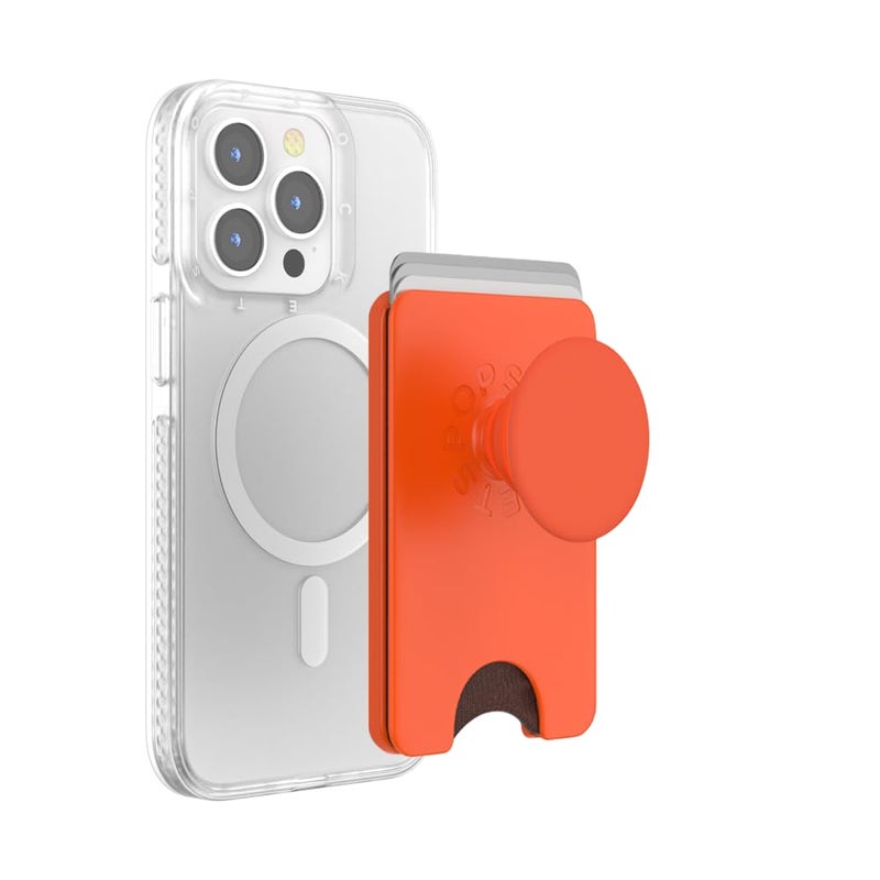PopSockets Phone Wallet for MagSafe, Phone Card Holder with Grip, Orange - Persimmon - Image 1