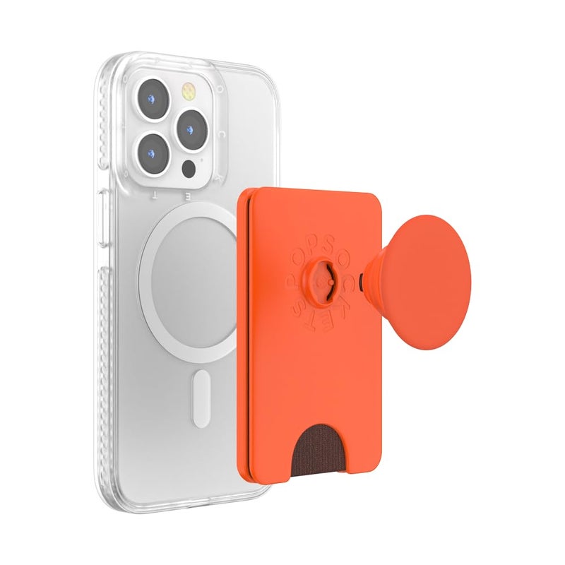 PopSockets Phone Wallet for MagSafe, Phone Card Holder with Grip, Orange - Persimmon - Image 5