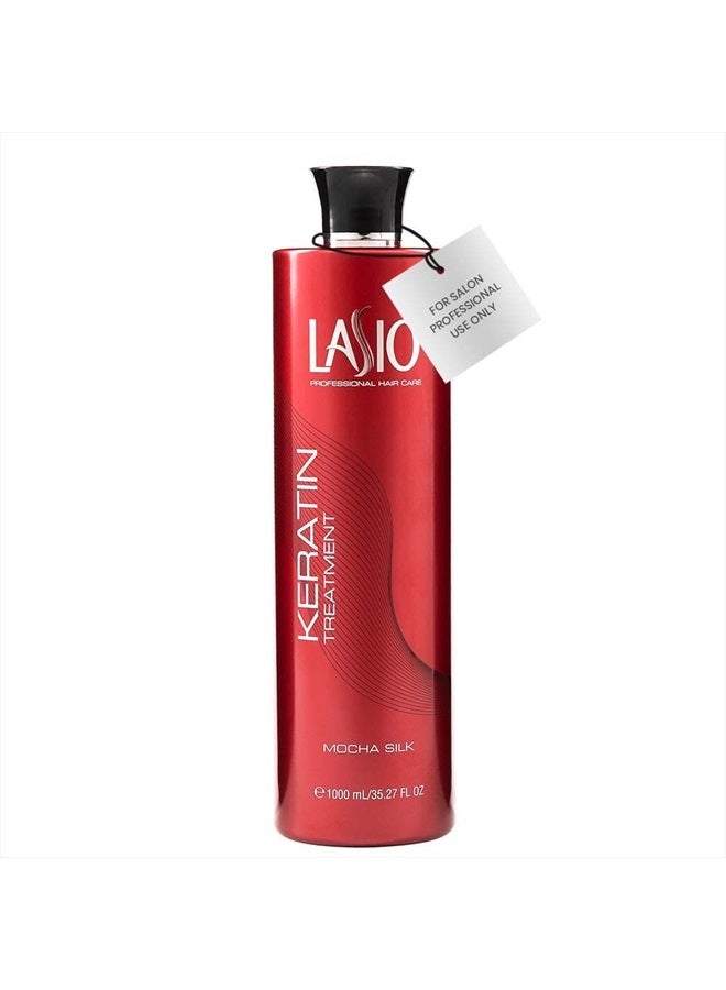 Lasio Keratin Treatment Mocha Silk 35.27 Fl. Oz. - Hydrated Frizz-free Hair Silk Serum, Infused with Cacao Oil, Reduce 90% of curls for 2b - 4c Hair, Fume Free - Image 1