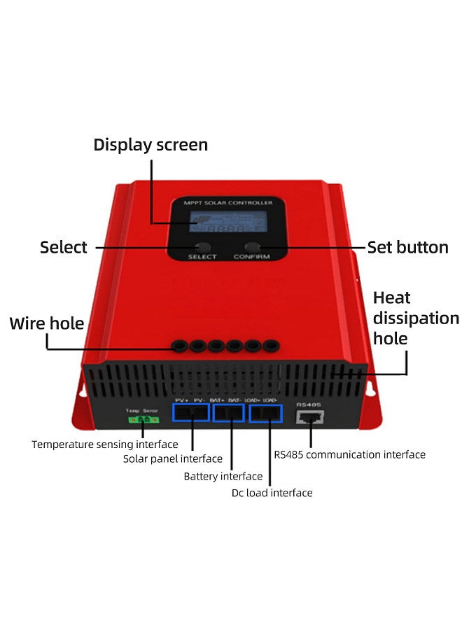 60A MPPT Solar Charge Controller 12V/24V/36V/48V Auto Recognition Solar Charge Regulator with LCD Display RS485 Communication Work With Sealed, Gel and Flooded Battery