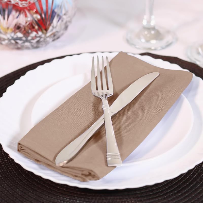 SEM B GRA 12 Pack Beige Cloth Napkins 10x10 Inches 100 Cotton Dinner Napkins with Hemmed Edges Washable Napkins Ideal for Parties Weddings and Dinners - Image 4