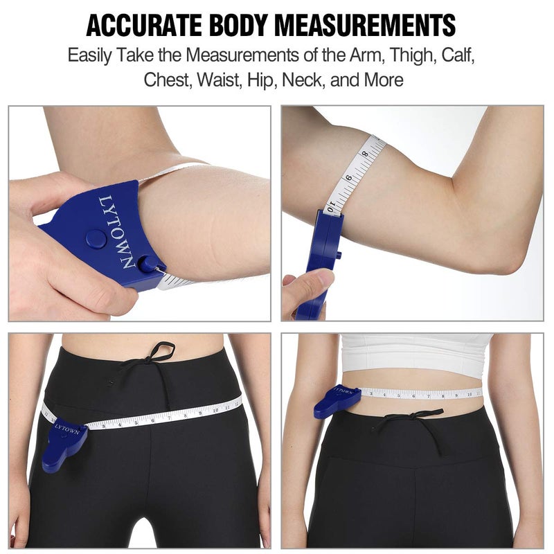LYTOWN 2PCS Body Measure Tape 60inch (150cm), Automatic Telescopic Tape Measure for Body Measurement & Weight Loss, Accurate Tape Measure for Tailor, Sewing, Fitness, Handcrafts, Clothes - Image 2