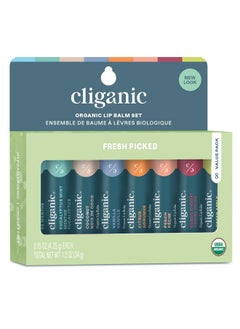 Cliganic Cliganic Organic Lip Balm Set (Fresh Picked, 8 Flavors) - 100% Natural Moisturizer for Cracked & Dry Lips  - Image 1