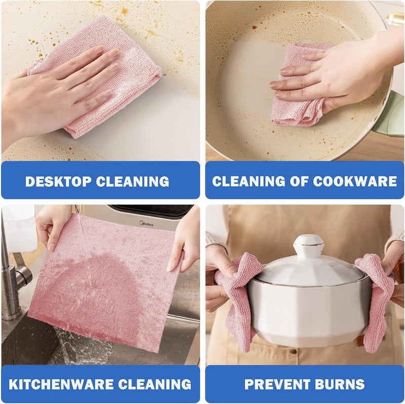 Vnoss 55 Pack Microfiber Cleaning Cloth Roll, Tear Away Reusable Towels, 11" X 9", Ultra Absorbent & Lint Free Cloth for Cars, Kitchen, Window, Home and Shop, Pink - Image 4