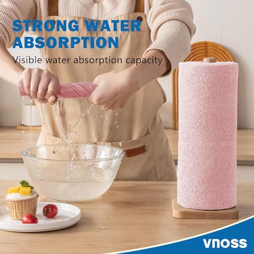 Vnoss 55 Pack Microfiber Cleaning Cloth Roll, Tear Away Reusable Towels, 11" X 9", Ultra Absorbent & Lint Free Cloth for Cars, Kitchen, Window, Home and Shop, Pink - Image 3