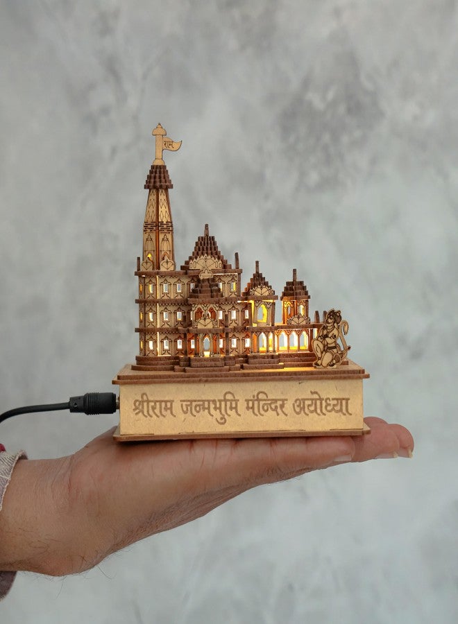 LASER ART نموذج ثلاثي الأبعاد لمعبد رام ماندير أيوديا بتقنية الليزر، مزود بإضاءة ومحول طاقة، مصنوع من خشب MDF عالي الجودة، بتصميم أصيل، مع علبة خارجية واقية - مثالي للمعابد المنزلية، وديكور المنزل، والهدايا - Image 5