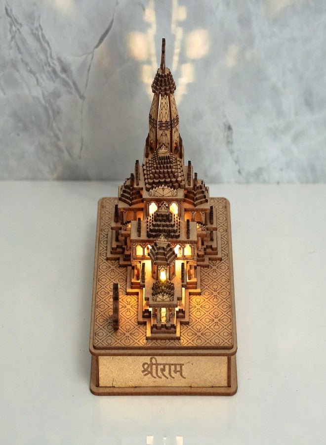 LASER ART نموذج ثلاثي الأبعاد لمعبد رام ماندير أيوديا بتقنية الليزر، مزود بإضاءة ومحول طاقة، مصنوع من خشب MDF عالي الجودة، بتصميم أصيل، مع علبة خارجية واقية - مثالي للمعابد المنزلية، وديكور المنزل، والهدايا - Image 3