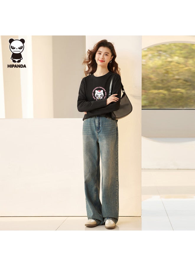 Hipanda Long-sleeve T-shirt For Women, Spring Slim-fit, Shaped Pure Cotton, Soft, Slimming, Inner Layer Base Top, Black, XL - Image 2