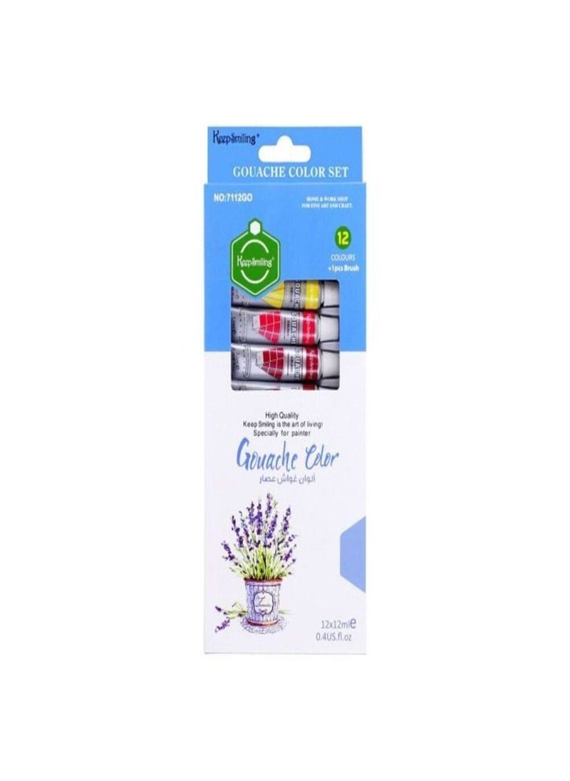 Keep Smiling - Keep Smiling Gouache Color Set - 12 Ml - 12 Colors &1 Brush - Image 1