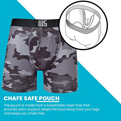 Warriors & Scholars Chafe Safe Pouch Boxer Briefs For Men Pack Of 6, Ultra Soft, Breathable Quick Dry, Moisture-Wicking, Buldge Enhancing Mens Underwear, 429FBP L - Image 2