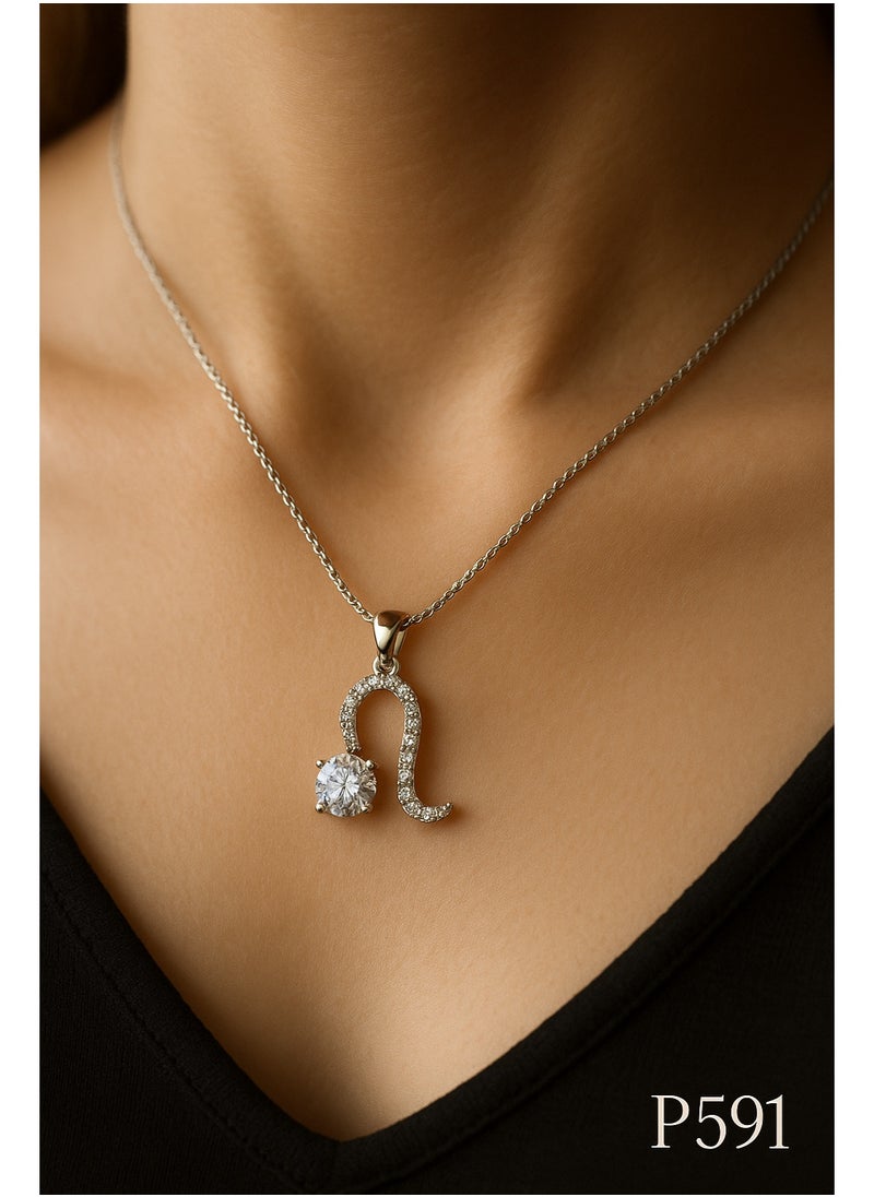 3Diamonds 3DIAMONDS Women's Platinum-Plated Necklace with Curved Crystal Pendant and Brilliant Center Stone  - Image 3