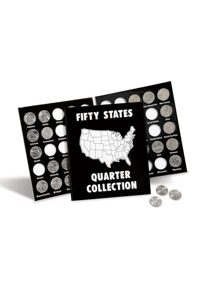 Current ألبوم عملة الربع من 50 ولاية - 1999-2009 غلاف صلب لحامل وعرض عملات الولايات المتحدة، تاريخ أمريكا، مجموعة عملات ممتعة وتعليمية، منظم بحجم 12-¾” × 7-½” - Image 1