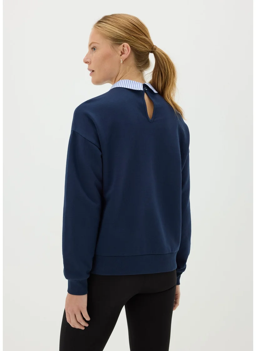 Matalan Navy Oui Mais Collared Sweatshirt