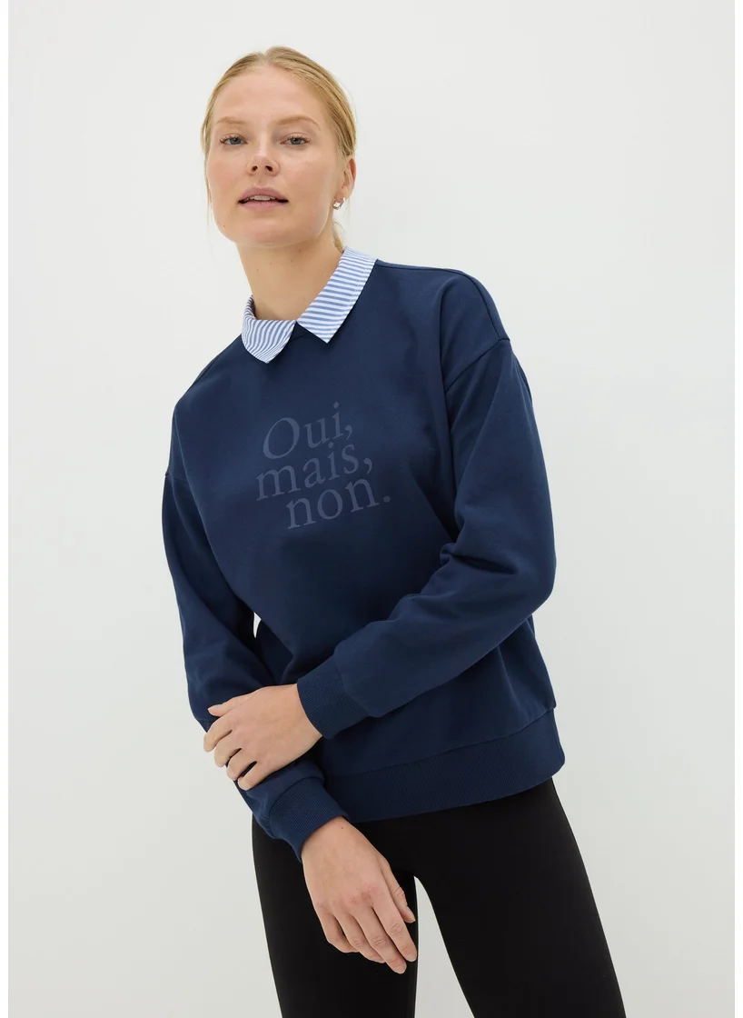 Matalan Navy Oui Mais Collared Sweatshirt