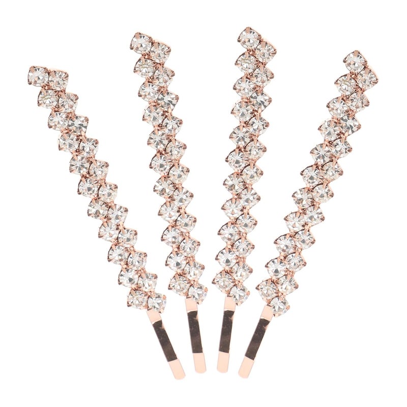 Uonlytech Hair Jewelry Clip 1 Set 2 Pairs Rhinestone Hair Barrette Rose Gold Fashion Hair Clip for Women