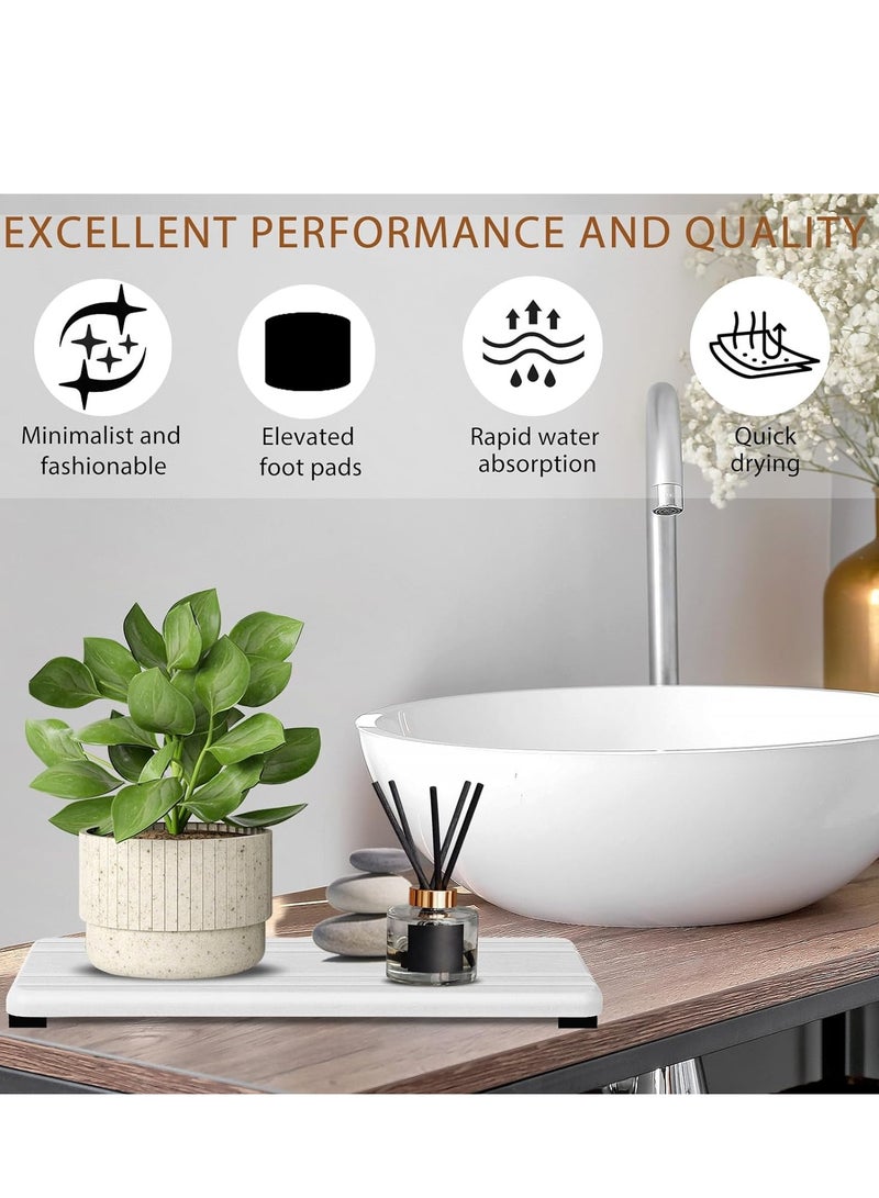 YelaJoy 3PCS Water Absorbing Stone Tray, DryingNeat Diatomite Stone Sink Tray, Instant Dry Sink Coasters, Kitchen Sponge Hand Soap Holder, Countertop Fast Drying Counter Tray,21X10CM and 10X10CM White  - Image 3