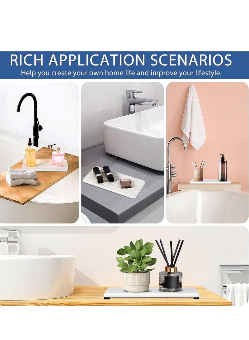 YelaJoy 3PCS Water Absorbing Stone Tray, DryingNeat Diatomite Stone Sink Tray, Instant Dry Sink Coasters, Kitchen Sponge Hand Soap Holder, Countertop Fast Drying Counter Tray,21X10CM and 10X10CM White  - Image 5