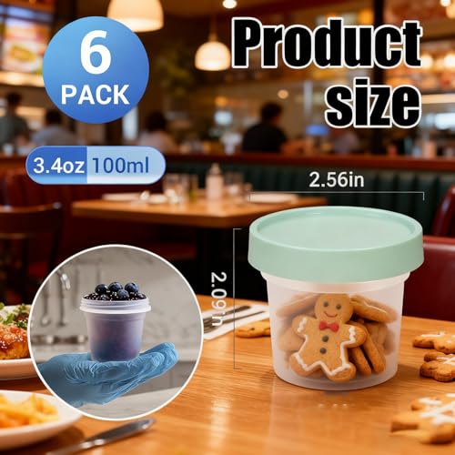 UMETASS 6 Pack 3.4oz Food Storage Containers, Plastic Containers with Twist Top Lid, Reusable Dishwasher Freezer Safe Airtight, Takeout Container - Ideal for Soup and More - Image 2