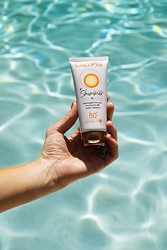 Calypso Shimmer Sun Lotion SPF50 Very High UVA UVB Protection Water Resistant Shimmering Sun Protection for Face and Body 100ml - Image 5