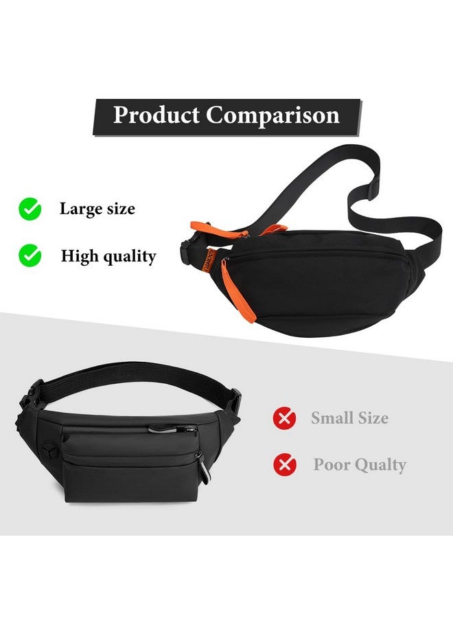 GUSTAVE® Waist Bags for Men Women, Fanny Pack Cross Body Nylon Waist Pouch for Men with Quick Release Adjustable Strap for Commuting, Travel, Outdoor Activities, Cycling(Black) - Image 5