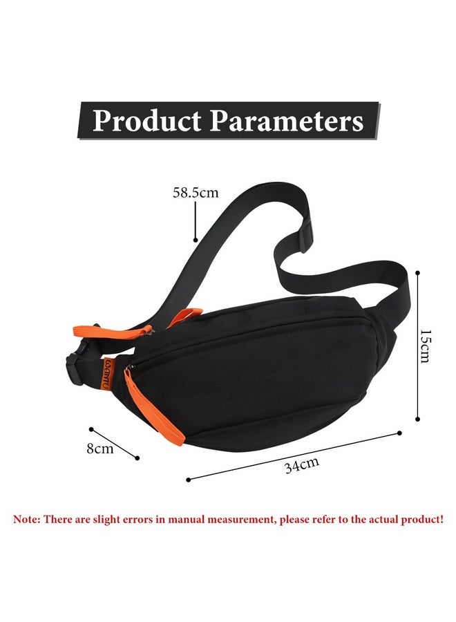 GUSTAVE® Waist Bags for Men Women, Fanny Pack Cross Body Nylon Waist Pouch for Men with Quick Release Adjustable Strap for Commuting, Travel, Outdoor Activities, Cycling(Black) - Image 2