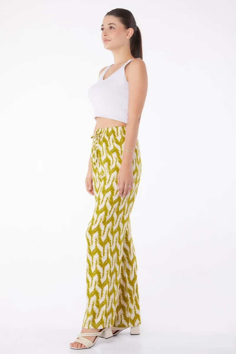 Tofisa Plain Mid Women's Green Patterned Trousers - 13264