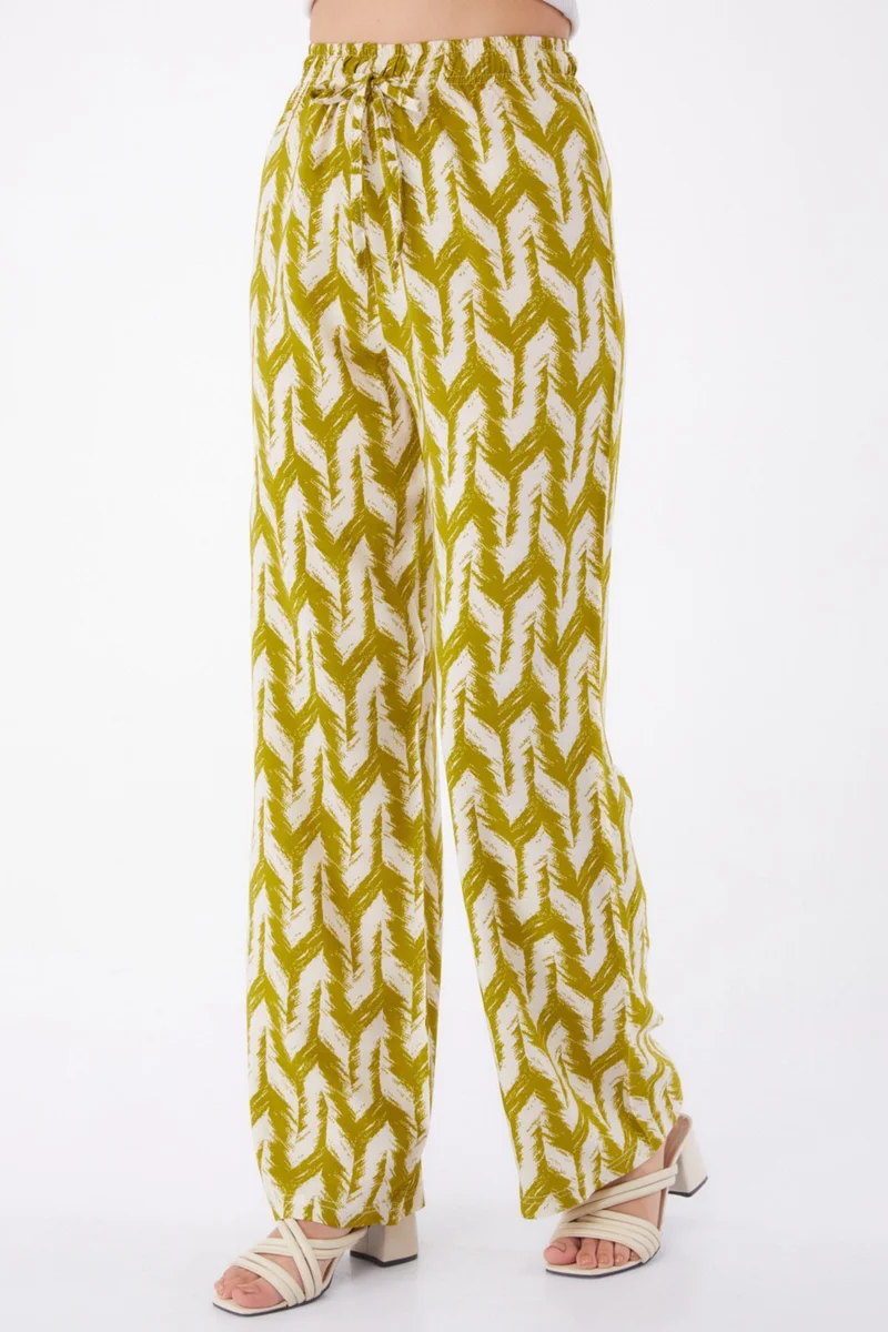 Tofisa Plain Mid Women's Green Patterned Trousers - 13264