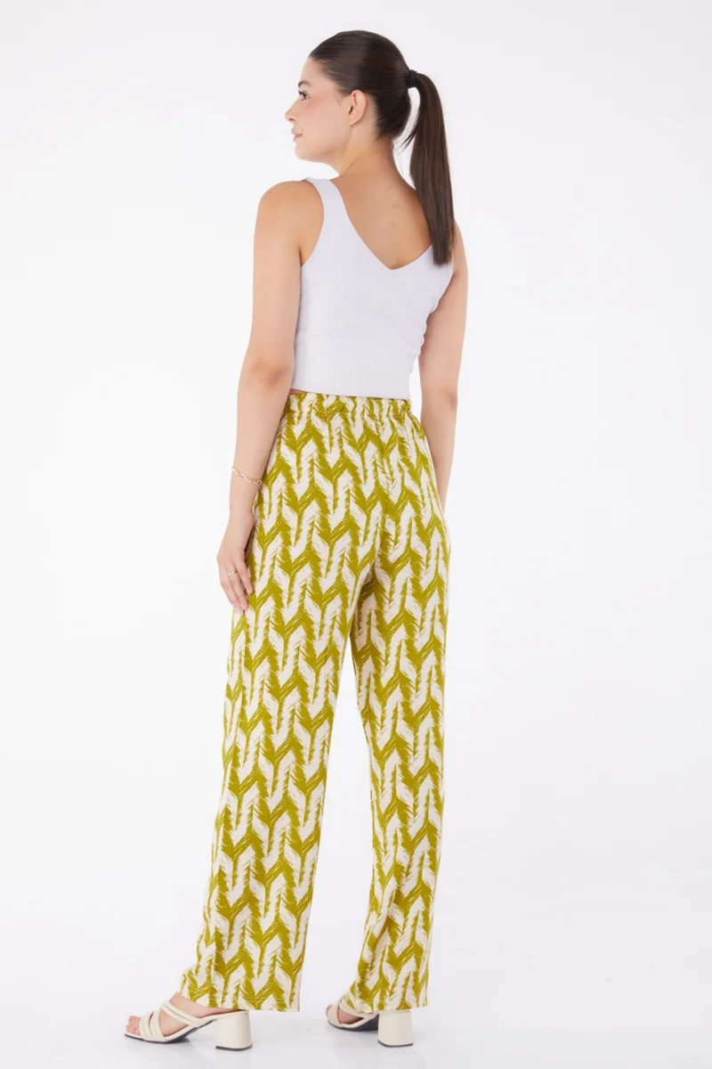 Tofisa Plain Mid Women's Green Patterned Trousers - 13264