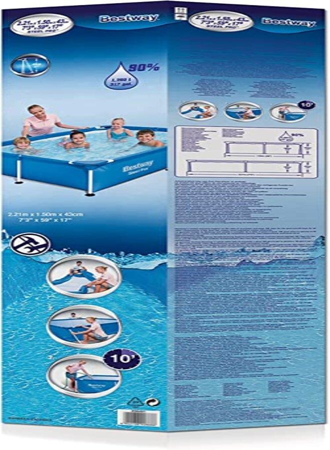 Inflatable Foldable Portable Rectangular Outdoor Swimming Pool For Summer Fun 22x36x103cm - Image 1