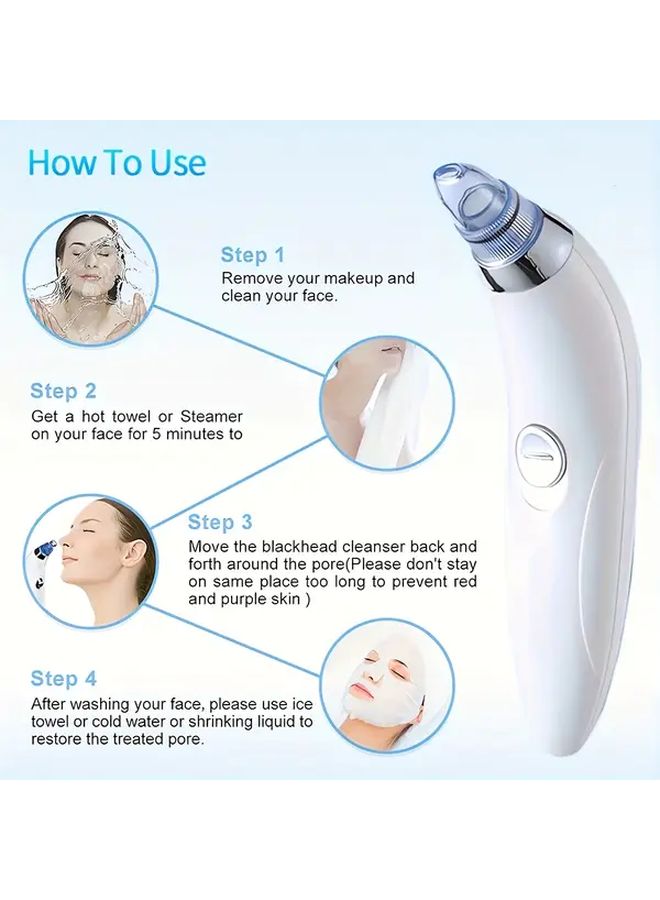 إزالة الرؤوس البيضاء جهاز تجميل محمول منظف مسام الوجه مع 4 فوهات لطيف وآمن للرجال والنساء - Image 5