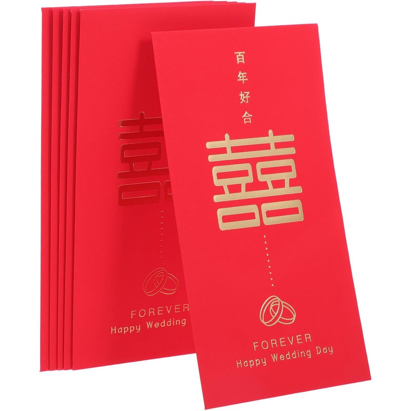 Large Traditional Chinese Red Envelopes 6pcs Double Happiness Pattern Wedding Festival Lucky Money Pockets - Image 2