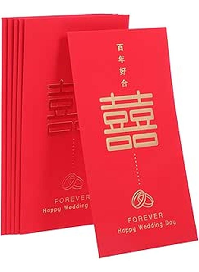 Large Traditional Chinese Red Envelopes 6pcs Double Happiness Pattern Wedding Festival Lucky Money Pockets - Image 1