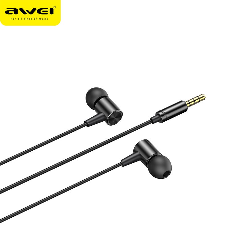 Awei/Uwei L1 Mobile Phone Headset In-Ear Stereo Metal Wire Control Running Sports Subwoofer Earplugs L2 Black 