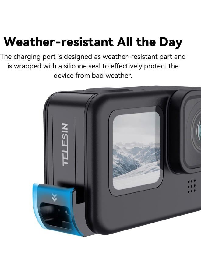 TELESIN G2 Upgraded Battery Door Cover for GoPro 13 12 11 10 9, Water Snow Resistant Protective Case Charger Type-C Charging Mount for Go Pro Hero 13 Hero 12 Hero 11 Hero 10 Hero 9 Black Accessories - Image 3