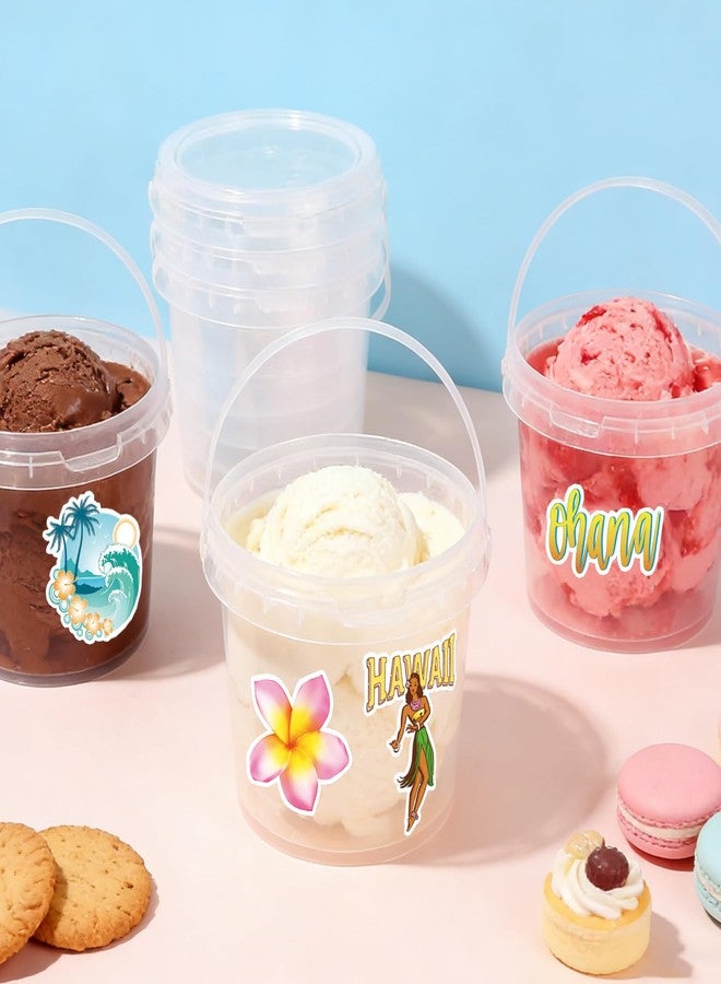LAIAMER 20 Sets 32 oz Ice Cream Buckets with Lids and Handles Clear Plastic Cocktail Rum Drink Buckets Reusable Food Storage Containers Ice Cream Tub for Parties - Image 3