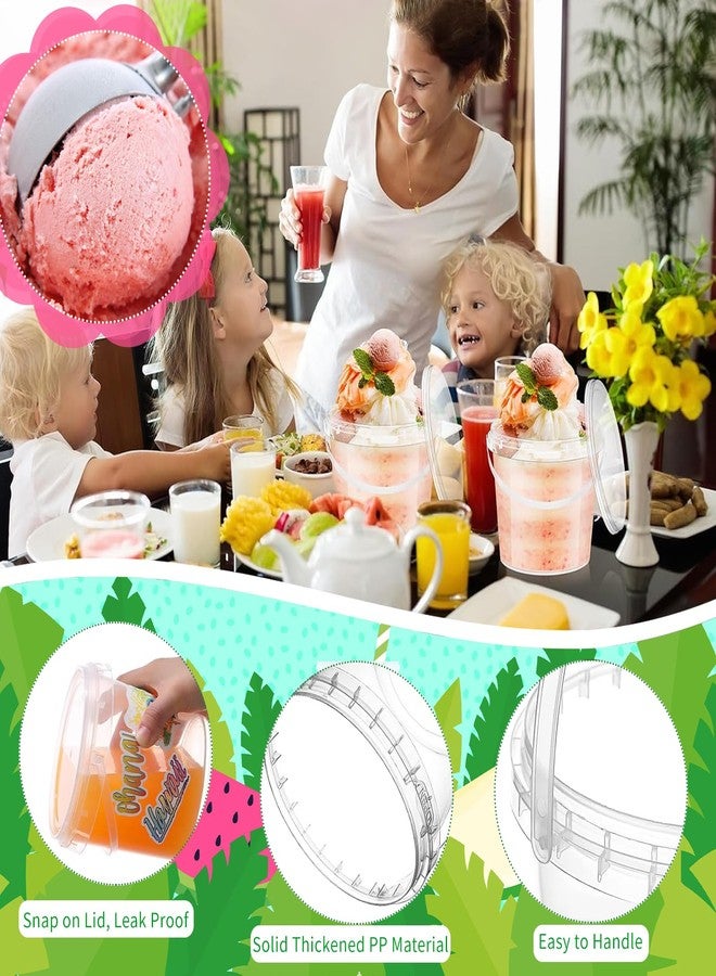 LAIAMER 20 Sets 32 oz Ice Cream Buckets with Lids and Handles Clear Plastic Cocktail Rum Drink Buckets Reusable Food Storage Containers Ice Cream Tub for Parties - Image 5