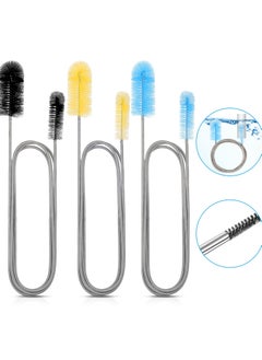RTYY 3 Pieces Aquarium Filter Hose Brush Stainless Flexible Tube Cleaning Long Brush Double-ended Bent Pipe Cleaner Brush Steel Spring for Lab Fish Tank Aquarium, 3 Color (61.02 inches)  - Image 1