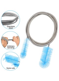 RTYY 3 Pieces Aquarium Filter Hose Brush Stainless Flexible Tube Cleaning Long Brush Double-ended Bent Pipe Cleaner Brush Steel Spring for Lab Fish Tank Aquarium, 3 Color (61.02 inches)  - Image 2