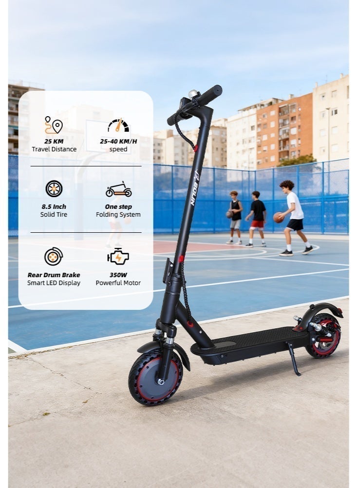 bolin Electric Scooter，One-Click Folding Electric Scooter，With Front and Rear Shock Absorbers, 20-45km/h Speed, 350W Brushless Motor, APP Control, 25km Range, for Adults & Teens, 150kg Load Capacity, Black - Image 5