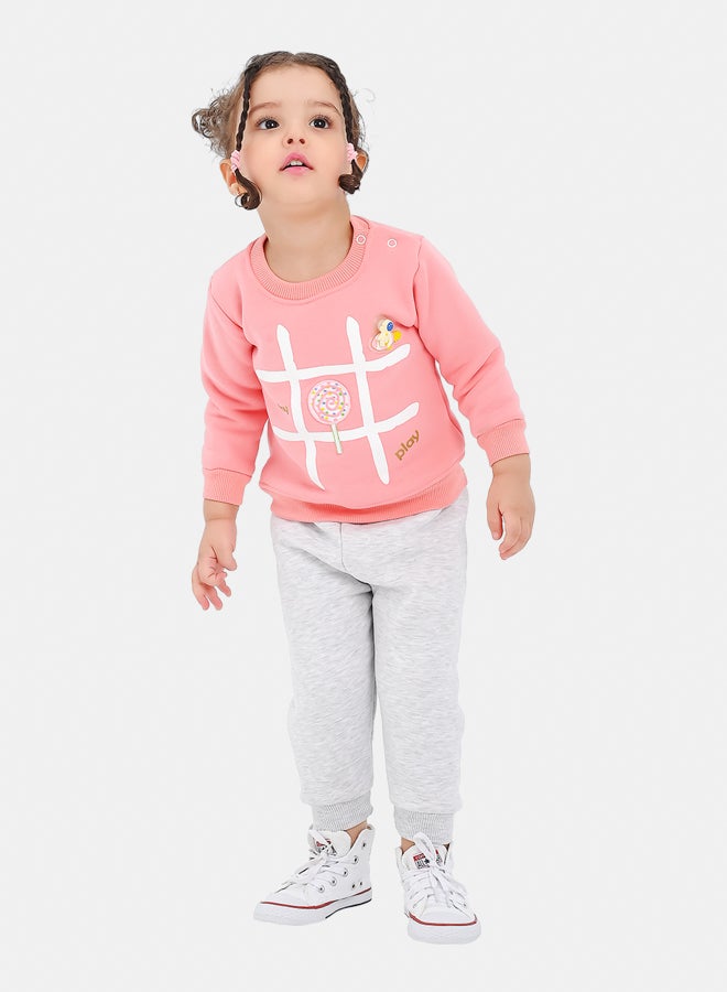 جوكي بيجاما شتوي أطفال بنات مبطن فليس the Space XO بطبعة - Image 1