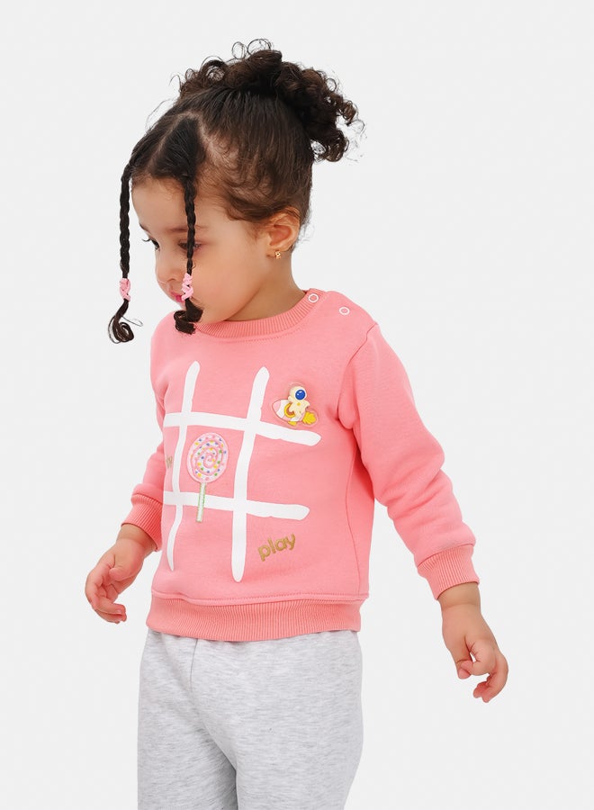 جوكي بيجاما شتوي أطفال بنات مبطن فليس the Space XO بطبعة - Image 2