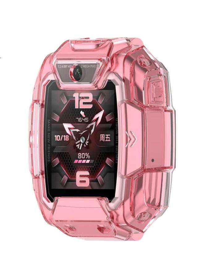 KMaxAI Protective Case And Screen Protector For Huawei Children'S Watch 5 Pro, Set, Soft Rubber Case For Smartwatch, Screen Protector, Anti-Scratch Eye Protection Film, Protective Case, Tempered Glass Film, Translucent Pink - Image 3