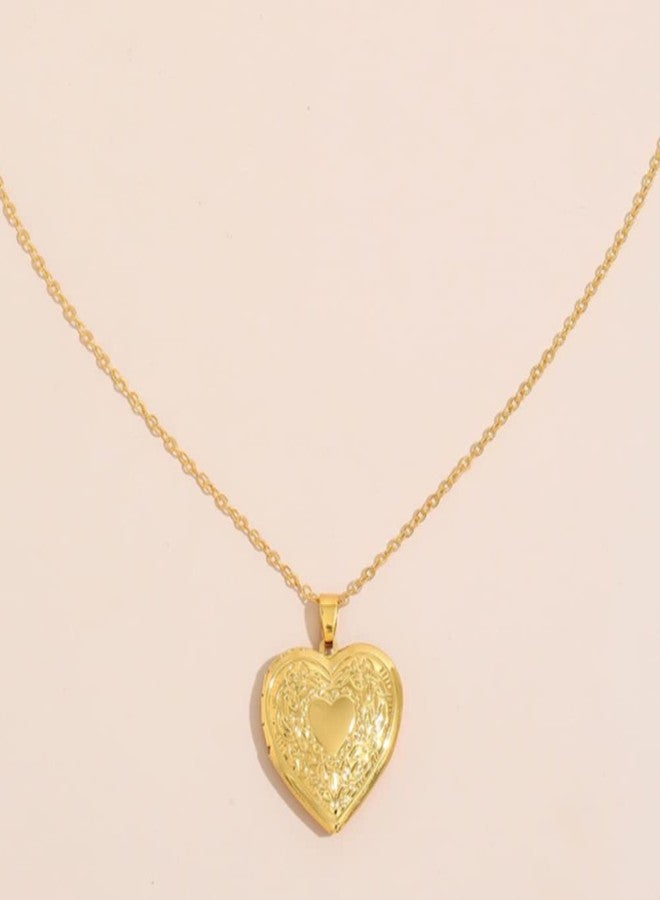 Yaozeio Gold Heart Shaped Locket Necklace with Picture Lockets for Women - Birthday & Christmas Gifts - Image 3