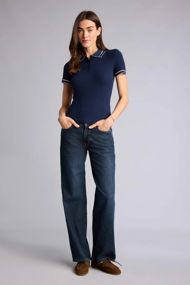 Defacto Ribbed Polo T-Shirt