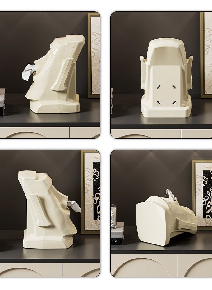 Paper towel box - multi-functional earphone stand for the Easter Island Moai statues - built-in spring - large-capacity desktop tissue box - Image 3