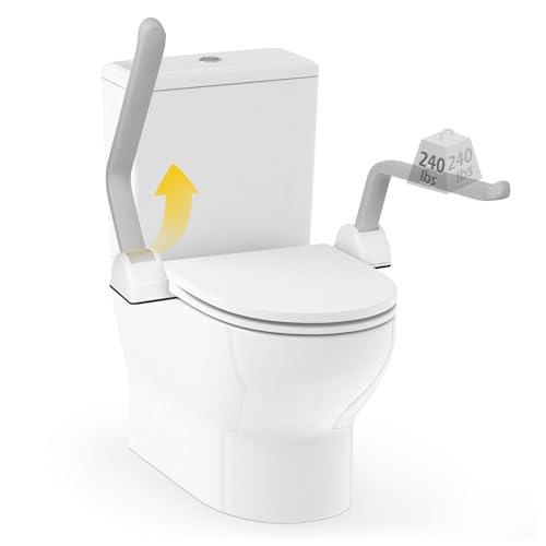 Dyna-Living Toilet Safety Rails 480lbs Load-Bearing Toilet Safety Frame with Flip Up Non-Slip Aluminum Alloy Armrest Toilet Assist Devices for Seniors Toilet Support Bars for Elderly Toilet Seat Rails - Image 1